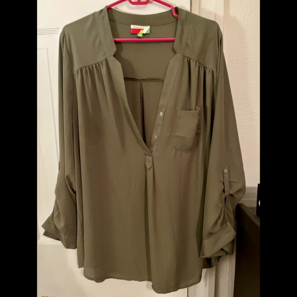 Olive Green Chiffon Plus Size Tunic